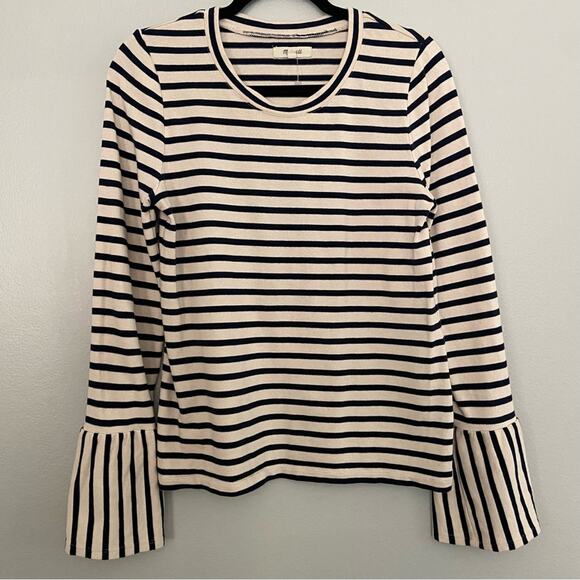 Madewell Stripe Play Ruffle Cuff Top Medium - Picture 2 of 7